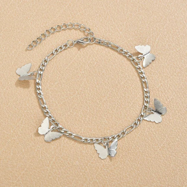 Wholesale Cuban Link Anklet Chain Anklet Butterfly Pendant Anklet for Women