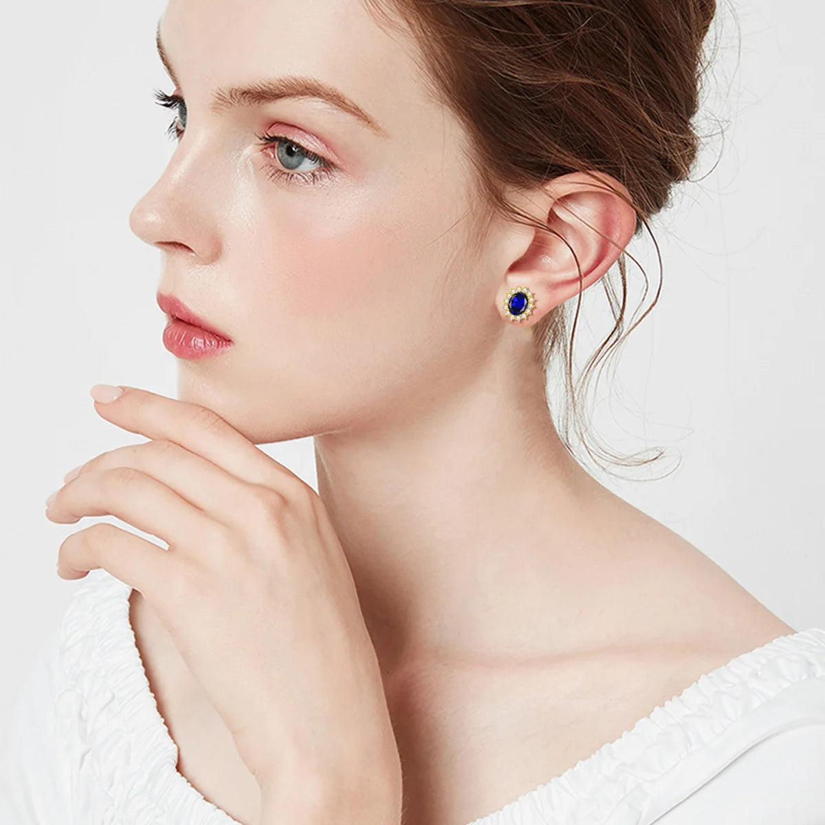 ArtistA Shiny Sunflower Sapphire Pendant Earrings Ring 925 Silver Bride Women Gold Plated Jewelry Set Manufacture