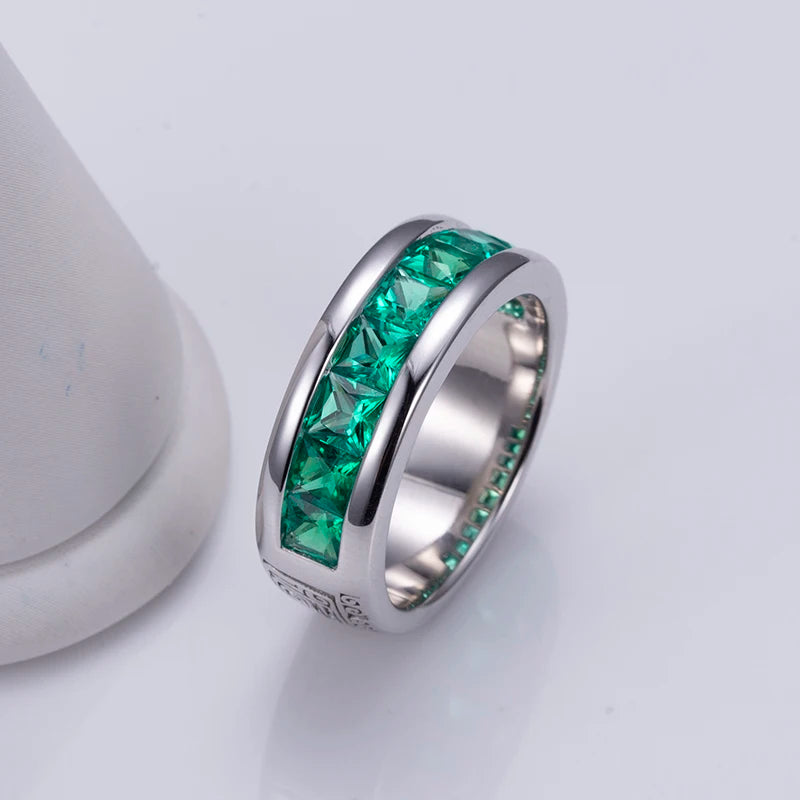 Messi Jewelry MSR-1182  925 Silver Lab Created Emerald Ring for Men