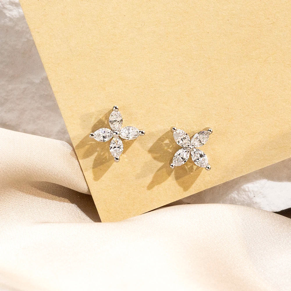 Gemfiori MSE-704 9K Solid Gold 2.5*5MM Marquise Lab Grown Diamond Emerald Cut Solitaire Earring Hop Sale Gold Gemfiori Price