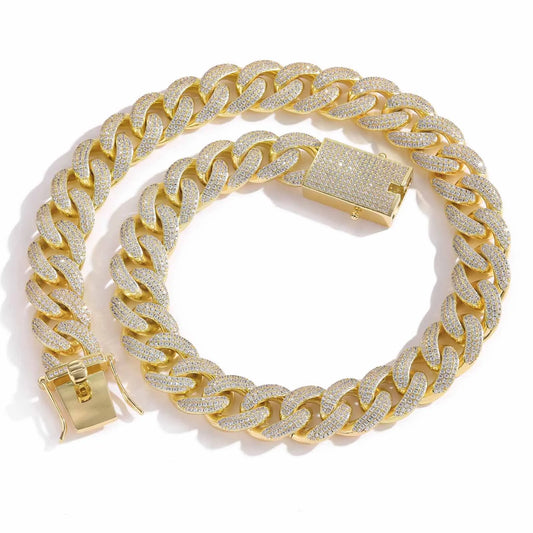 NEWLiFE BiG-BOSS 18mm Cuban Link Moissanite Chain Necklace in Brass for Men | Designer Hip-Hop Jewellery