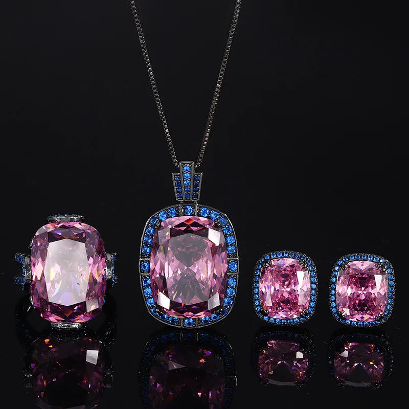 Gemfiori New Jewelry Brass Gold-plated Retro Dried Rose square Minimalist Style Set Holiday and Anniversary Gifts