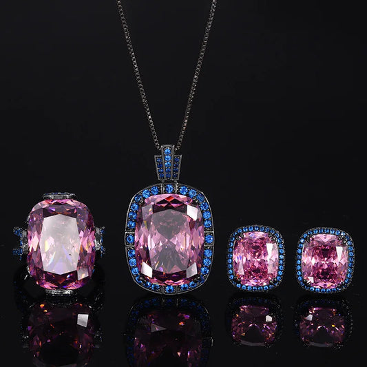 Gemfiori New Jewelry Brass Gold-plated Retro Dried Rose square Minimalist Style Set Holiday and Anniversary Gifts