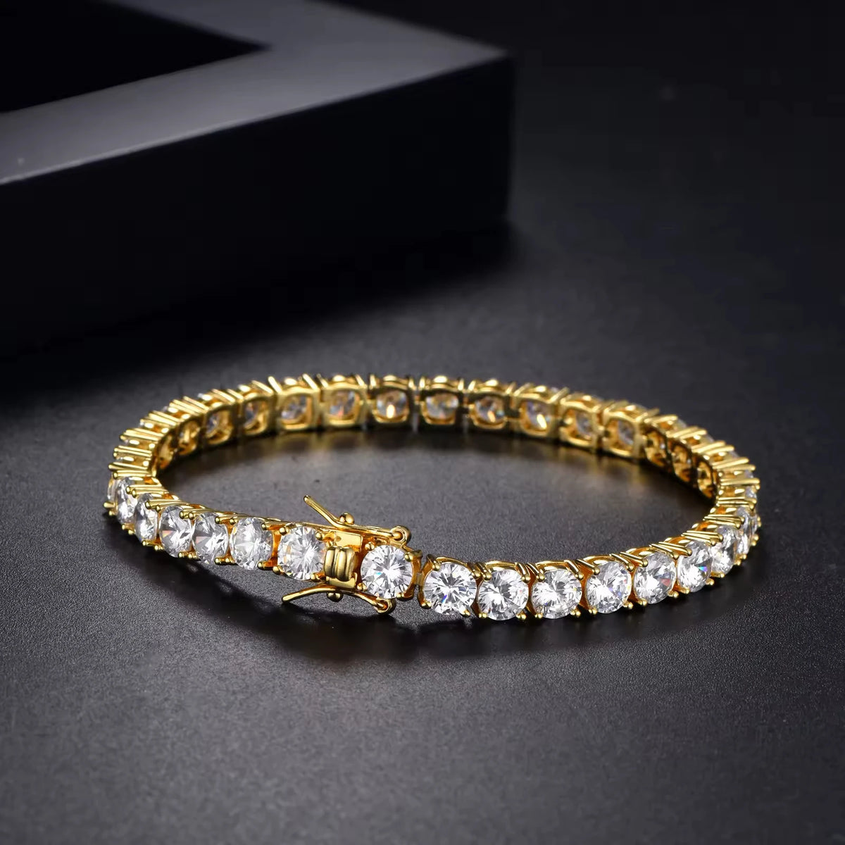 Minimalism 2mm-6mm Hip Hop Fine Jewelry Silver Gold Plated Cubic Zirconia Tenis Bracelets for Men