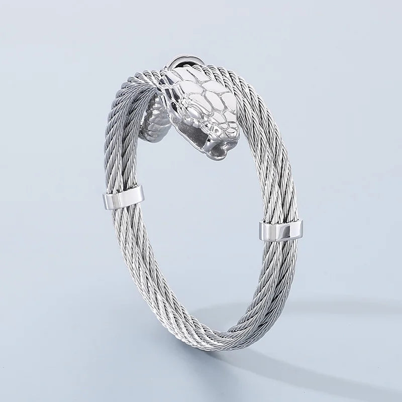 KALEN Fashion Unisex Stainless Steel Bracelets Bangles With Snake Head Charm