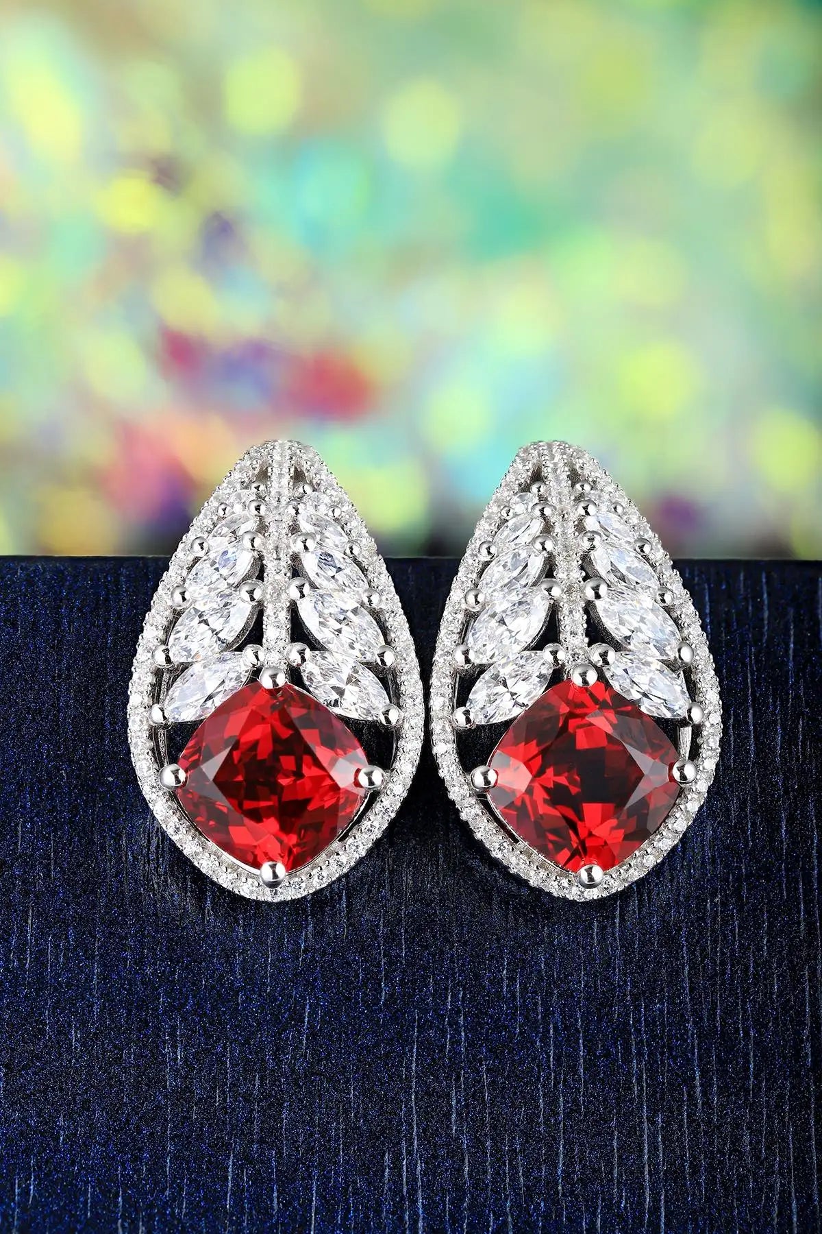 Gemfiori Anster High Quality S925 Lab Grown Ruby Earring Stud Dainty Gemstone Stud Earrings for Women Daily Wear Gift