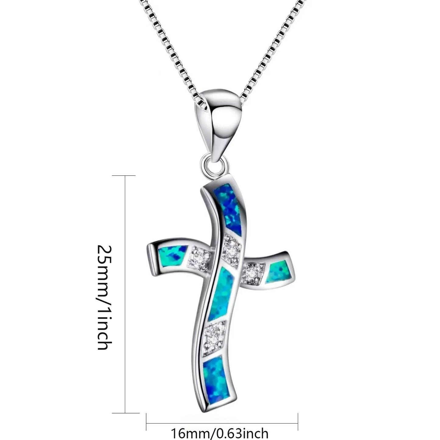 Ocean Theme Cross Necklace Aobao Opal Inlaid Starfish Detail Fashion Jewelry