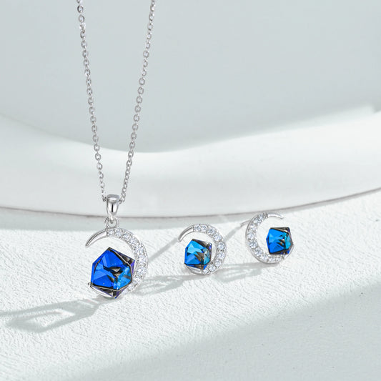 ArtistA Moon Crystal Jewellery Set in 925 Sterling Silver