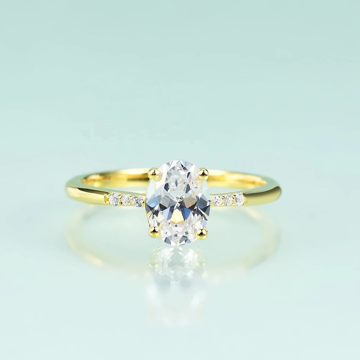 ArtistA Abiding Fine Jewellery 925 Sterling Silver Yellow Rose Gold Plated Oval Cut Cubic Zirconia Ring for Women Wedding