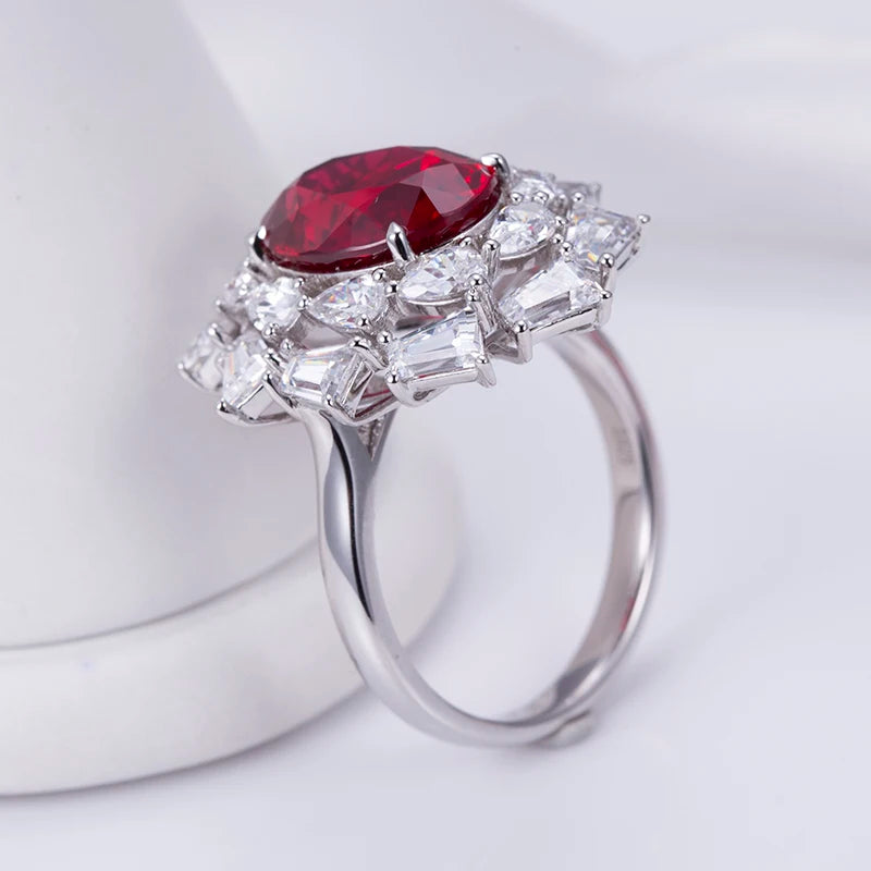 Messi Jewelry  MSR-954 Lab Created Ruby  S925 Oval Ring New Romantic Fashion Design Engagement Ring Wedding Band Classic Gift