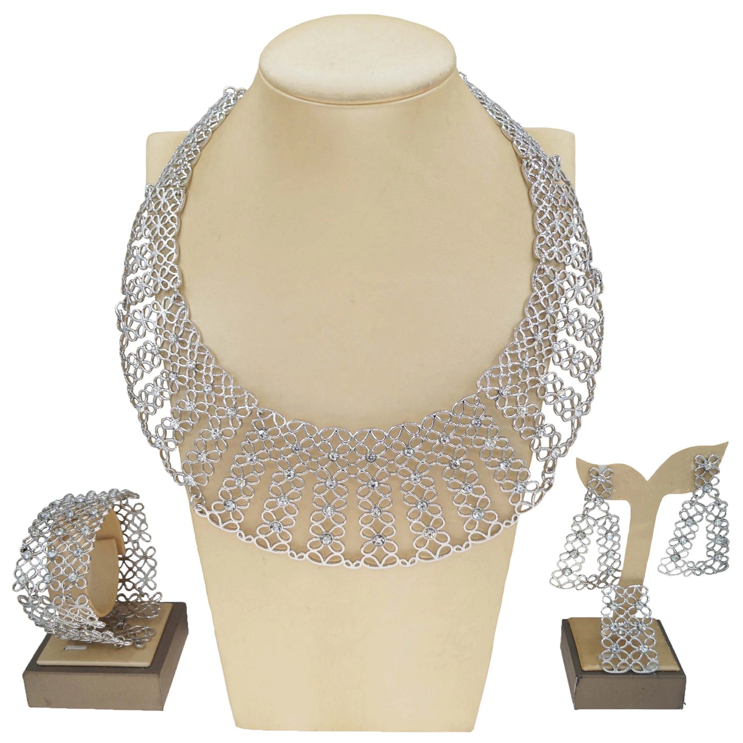 Zhuerrui Charm Hollow Jewelry Set Italian Luxury Women Jewelry Diamond Earrings Accompanied by Bridesmaids Hand CeremonyH00768