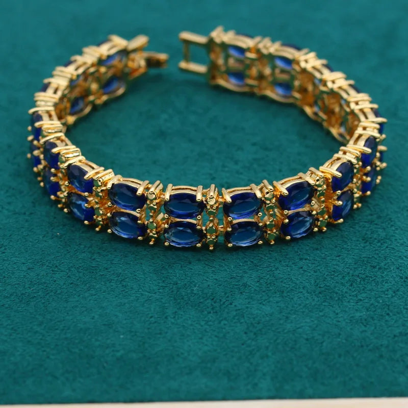 XOTICA 18K Gold Plated Zirconia Beaded Bracelets Trendy Alloy Jewelry with Zircon Main Stone for Women's Wedding Engagement