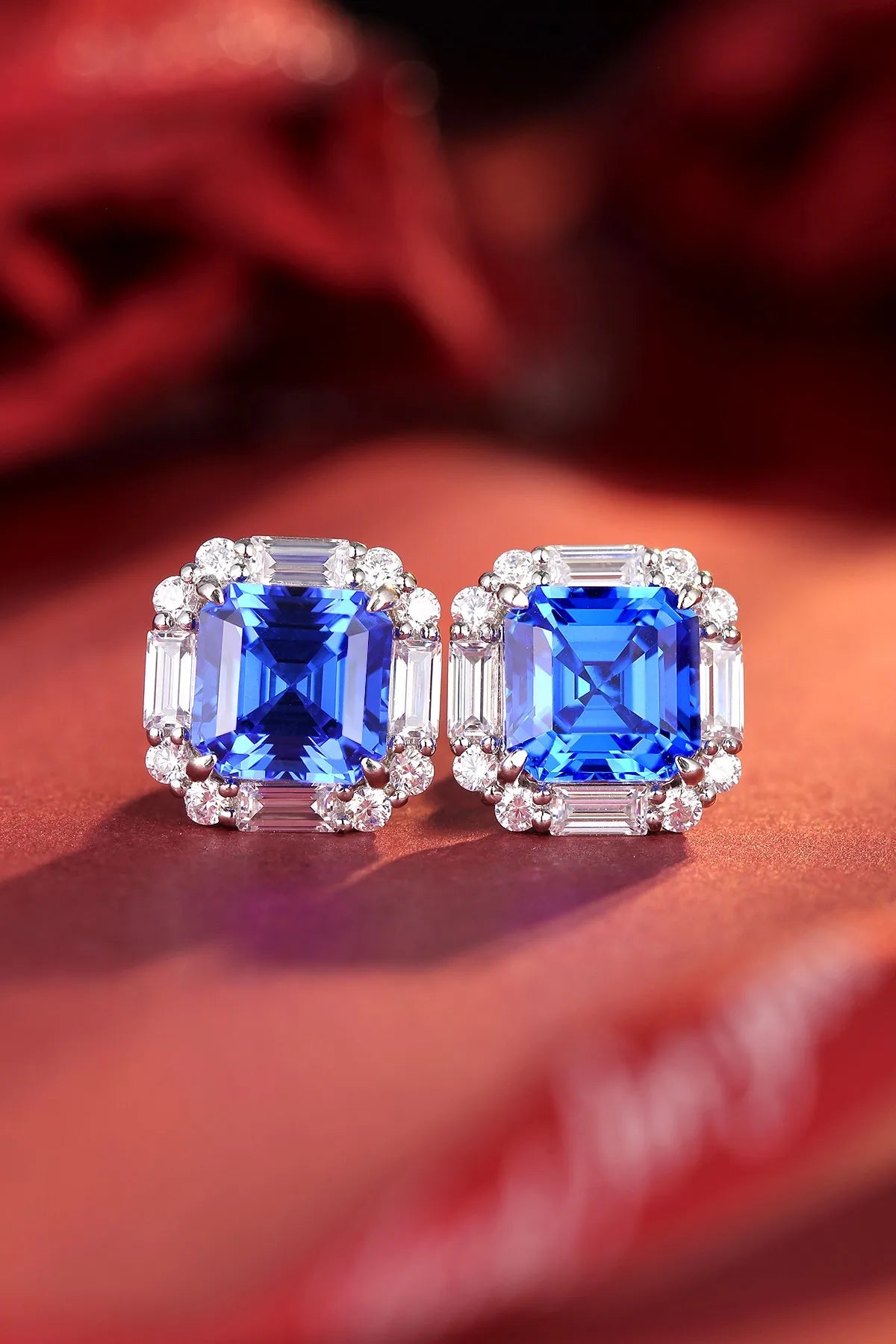 Gemfiori Anster High Quality S925 Lab Grown Cobalt Spinel Earring Stud Dainty Gemstone Stud Earrings for Women Daily Wear Gift
