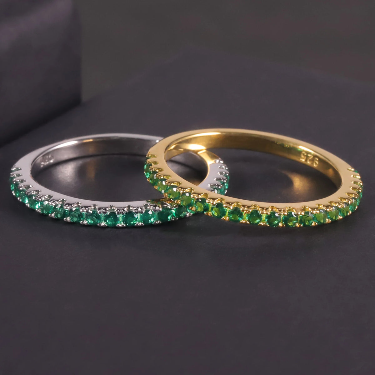 ArtistA KH069 Abiding Manufacturer 1.5MM Multiple Color Stone Waterproof 925 Silver Thin Gold Plated Band Rings