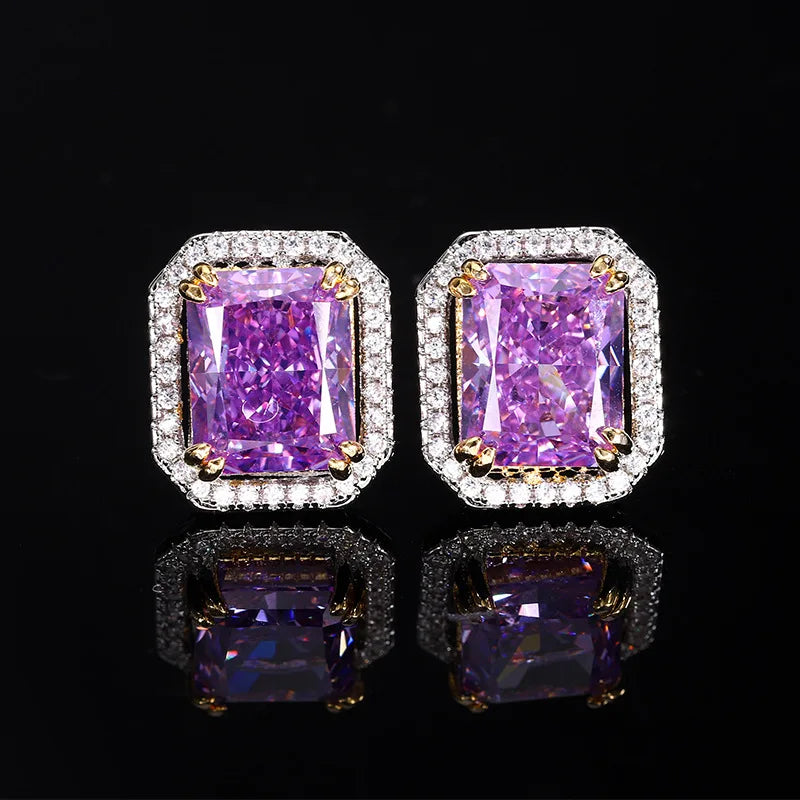 Gemfiori Women Jewelry Set New High-end Luxury Princess square Zirconia Necklace Ring square Zirconia Earring Set