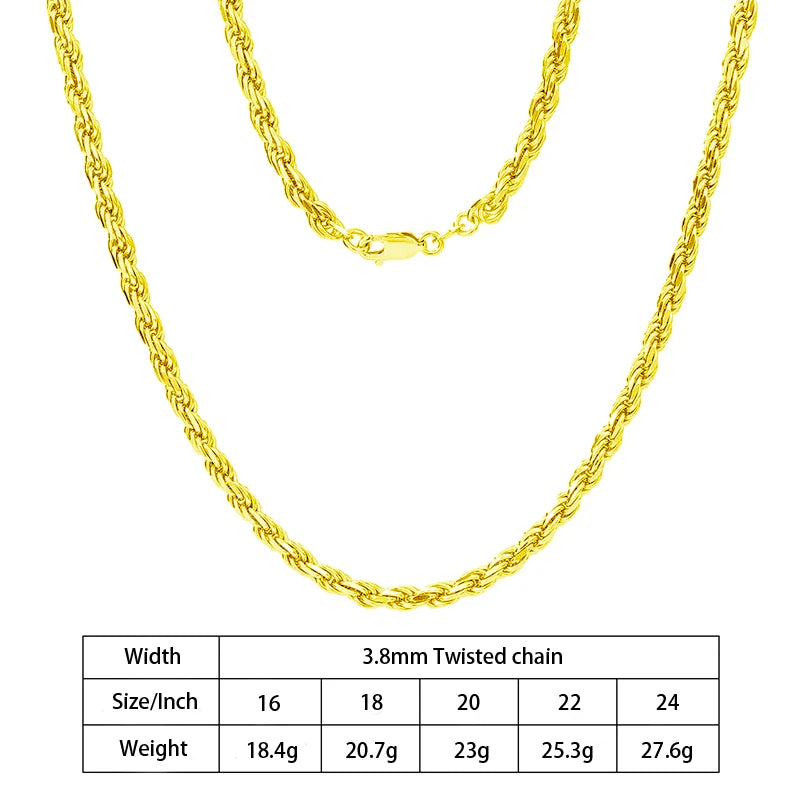 S&S 925 Sterling Silver Diamond Cut Rope Chain Necklace — S&S Collection