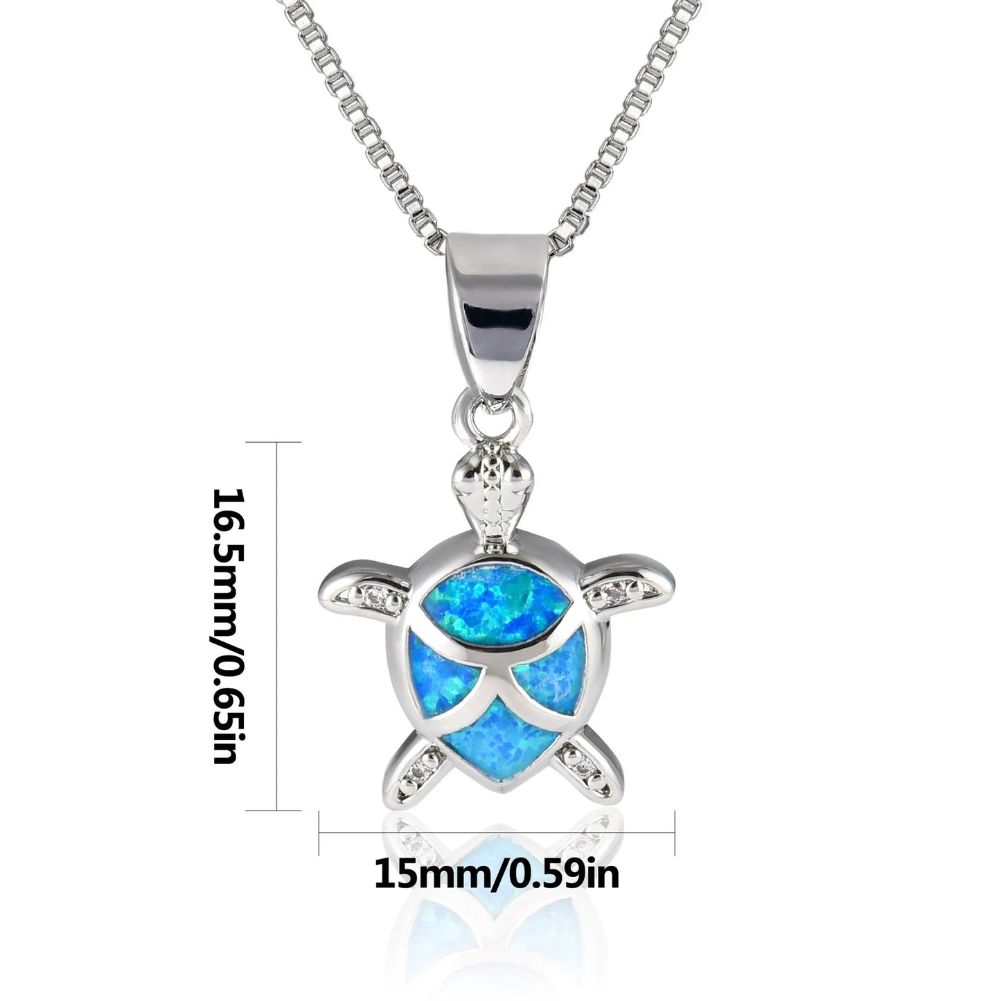 Aobao Hot Hawaiian Ocean Blue Opal Turtle Pendant Necklace European American Fashion Sweater Chain for Women Opal