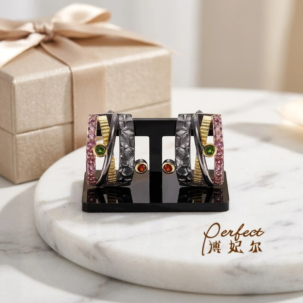 Fashion Handmade Garnet Gold Plated 925 Sterling Silver Pendant Earrings for Women Classic Style Wedding & Anniversary