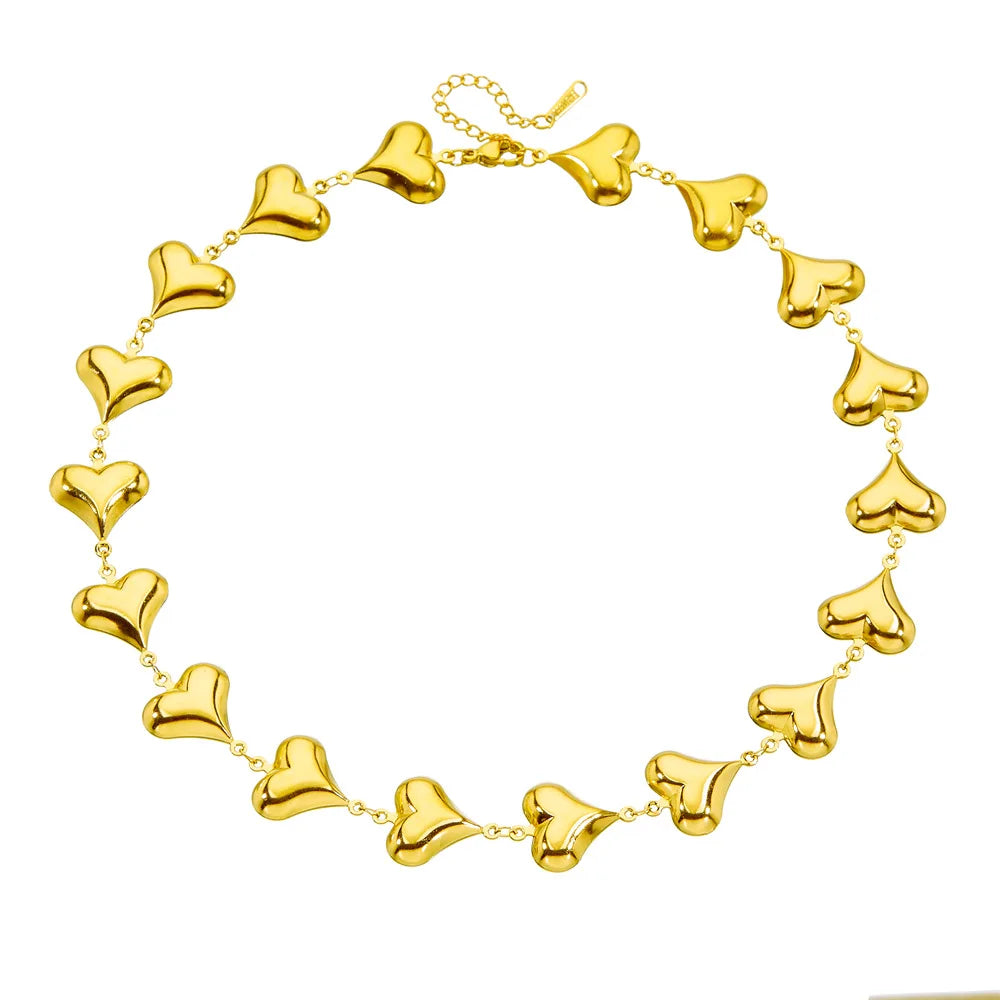 Unique Gold Heart Necklace & Bracelet Jewellery Set for Women