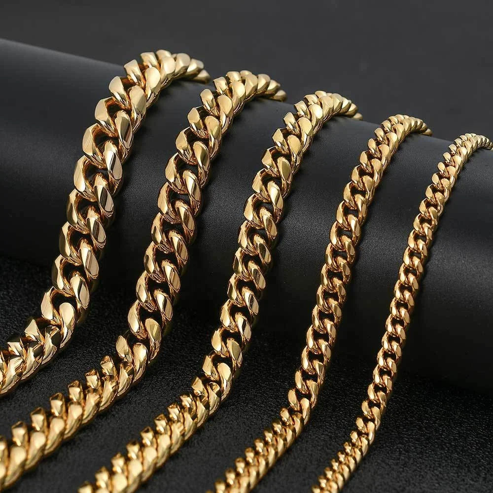 BiG-BOSS Fashion High Quality Hip Hop Colorful Gold Plated Stainless Steel Cuban Link Chain Necklace Jewelry for Man