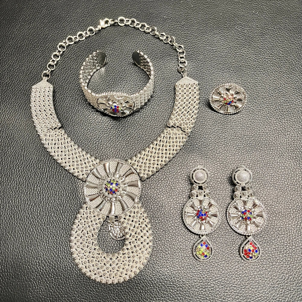 Italian Jewelry Set Alloy Brazilian Jewelry Sets Wedding Party Pendant Spiral Necklace Bracelet Ring Earrings Jewelry Set I0121