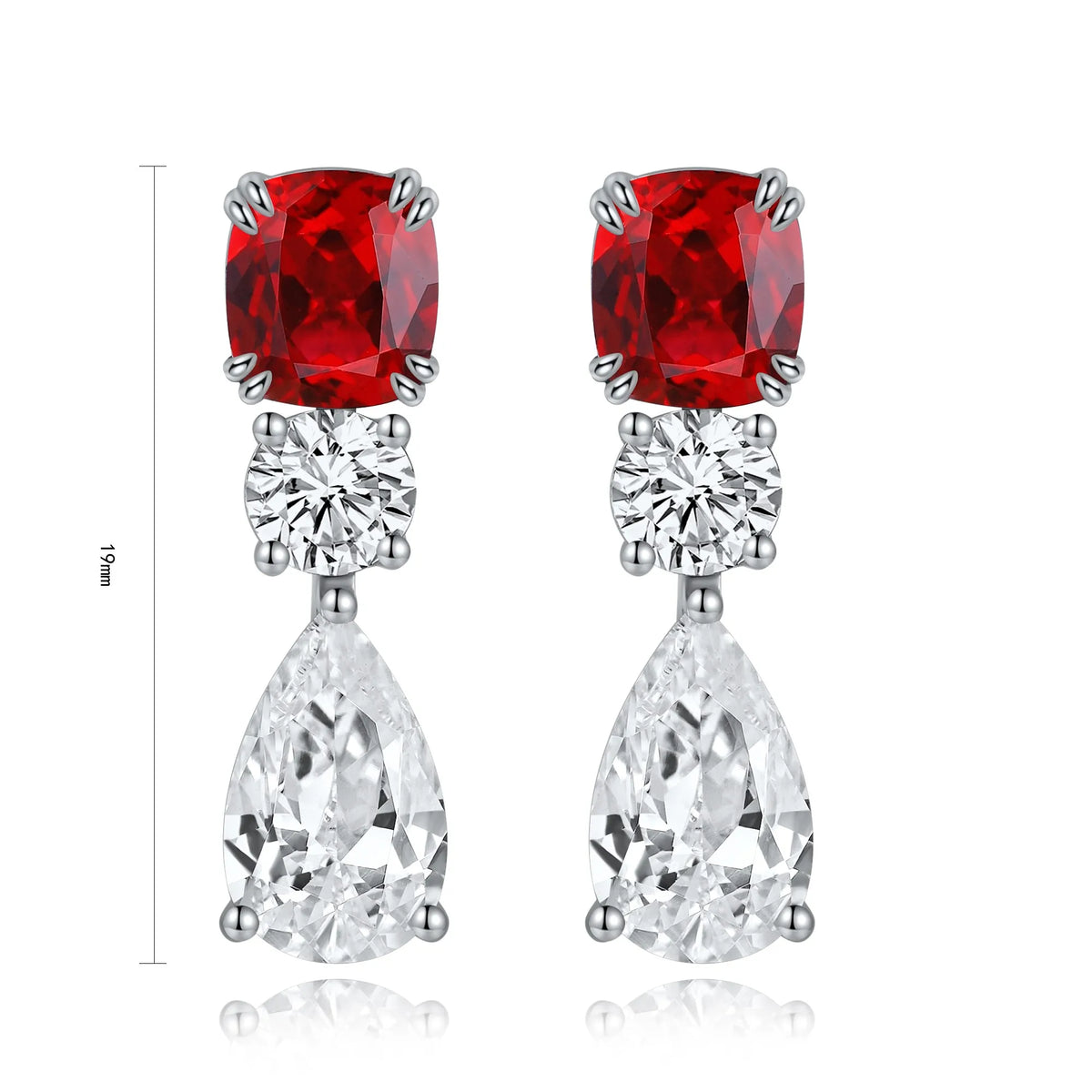 Gemfiori Anster High Quality S925 Lab Grown Ruby Earring Stud Dainty Gemstone Stud Earrings for Women Daily Wear Gift