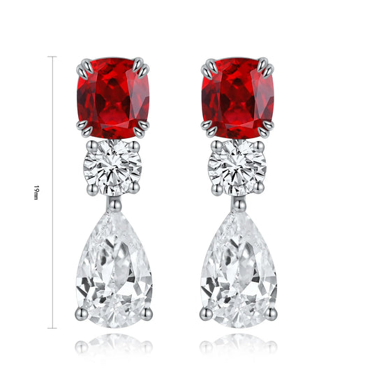 Gemfiori Anster High Quality S925 Lab Grown Ruby Earring Stud Dainty Gemstone Stud Earrings for Women Daily Wear Gift