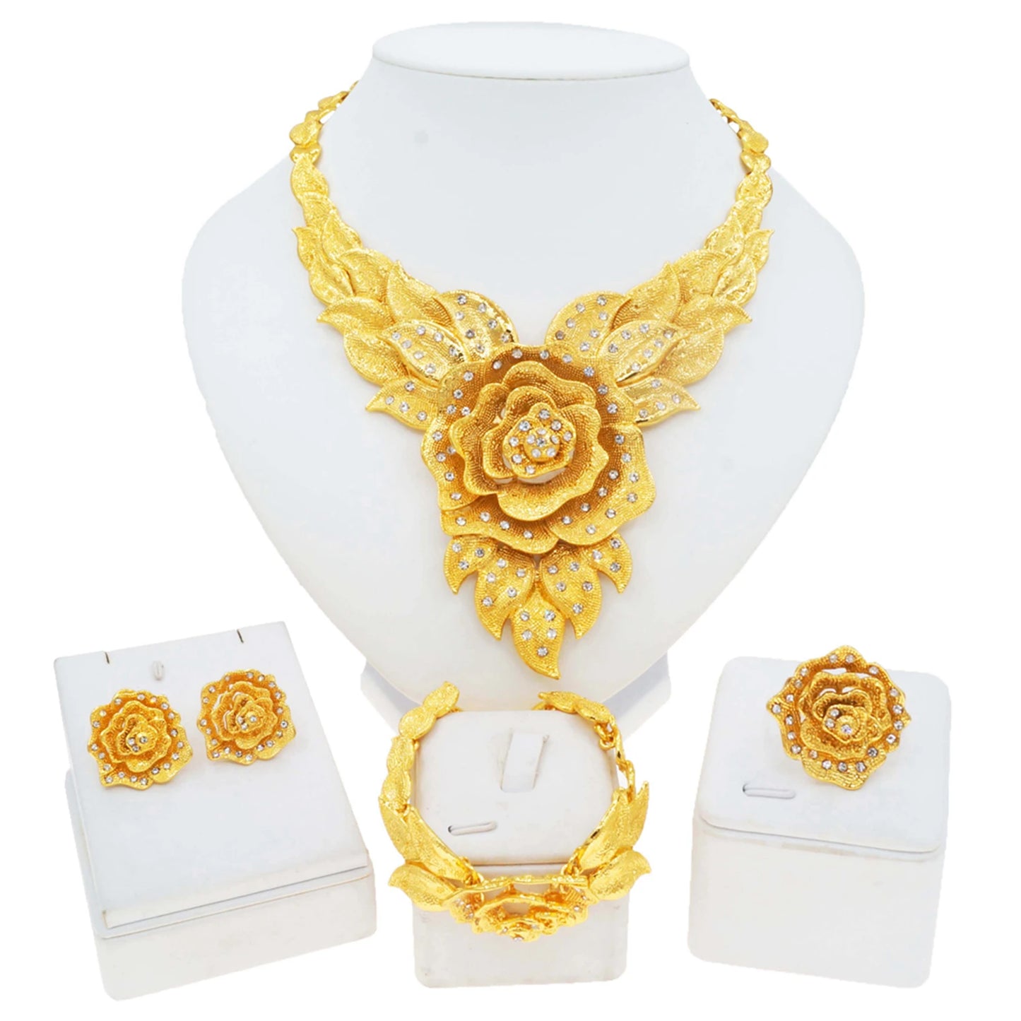 Zhuerrui High Quality Bridal Good Jewelry Set Fashion Rose Bead Necklace Jewelry Sets Simple Woman Festival Gifts DH2310025