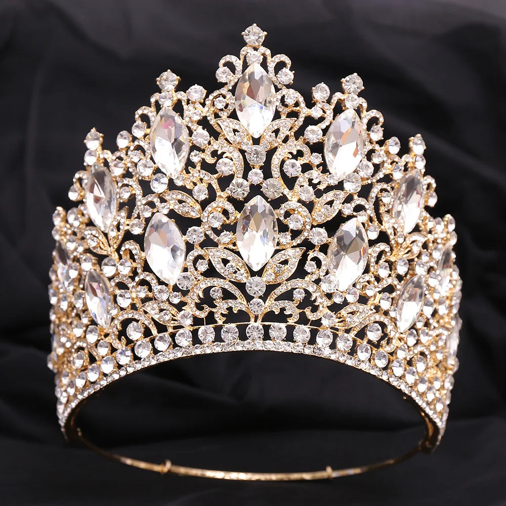 BELLEWORLD Hot Fashion Luxury Coronas Para Reinas Hairpieces for Brides Shiny Big Rhinestone Wedding Party Crown Tiaras Tiaras