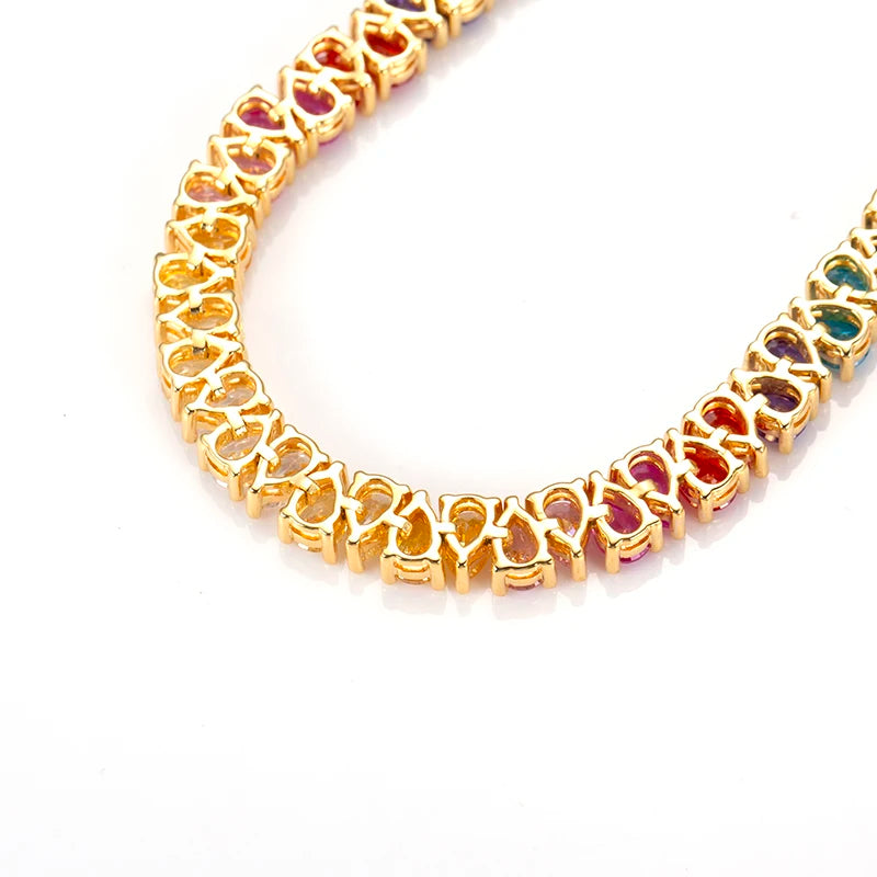 Gemfiori Messi Jewelry MSB-527 Sliver rainbow Gold Jewelry CZ Yellow Gold Bangle Bracelet