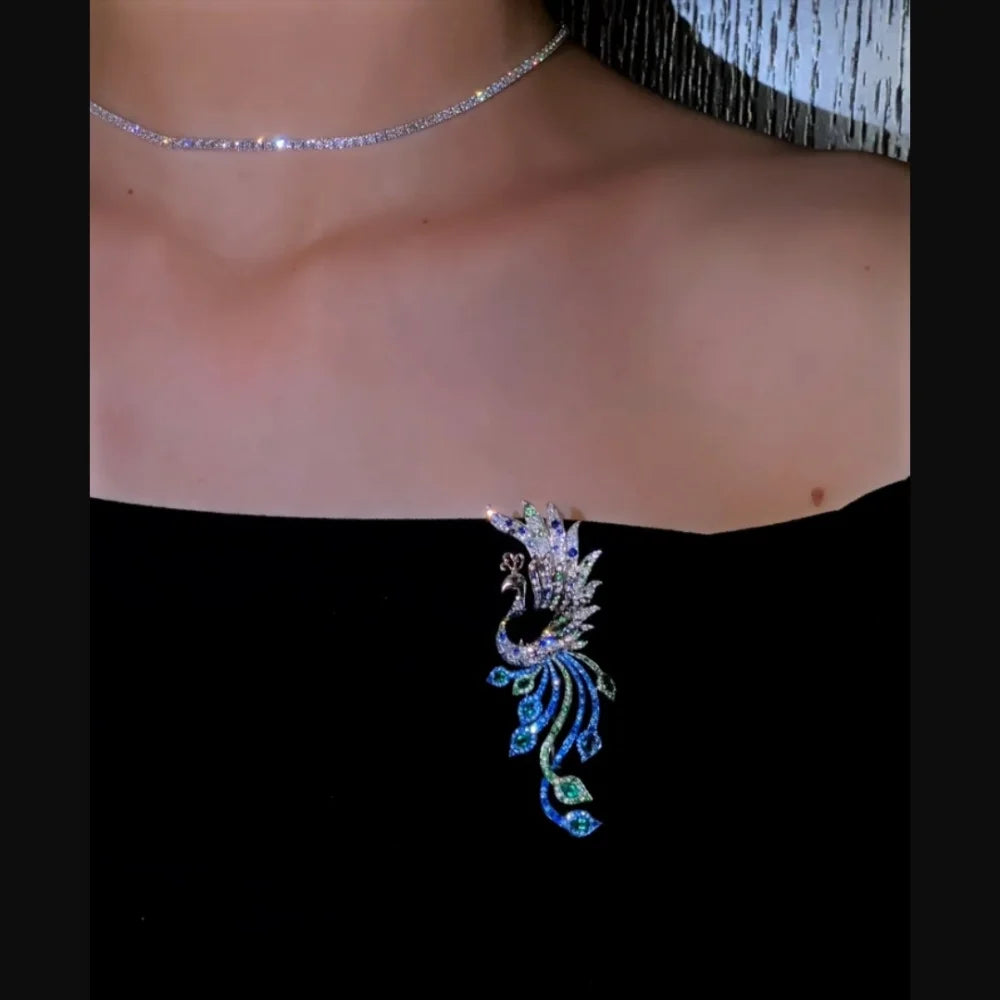 Luxury 18K Pure Gold Natural Sapphire Women's Brooch Class 3-Way Convertible Gemstone Wedding Party Gift Multiple Occasions
