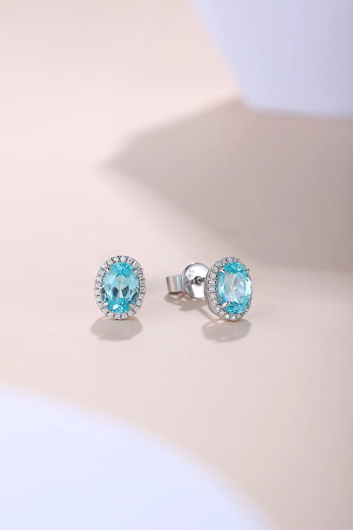Gemfiori Anster High Quality S925 Lab Grown Paraiba Earring Stud Dainty Gemstone Stud Earrings for Women Daily Wear Gift