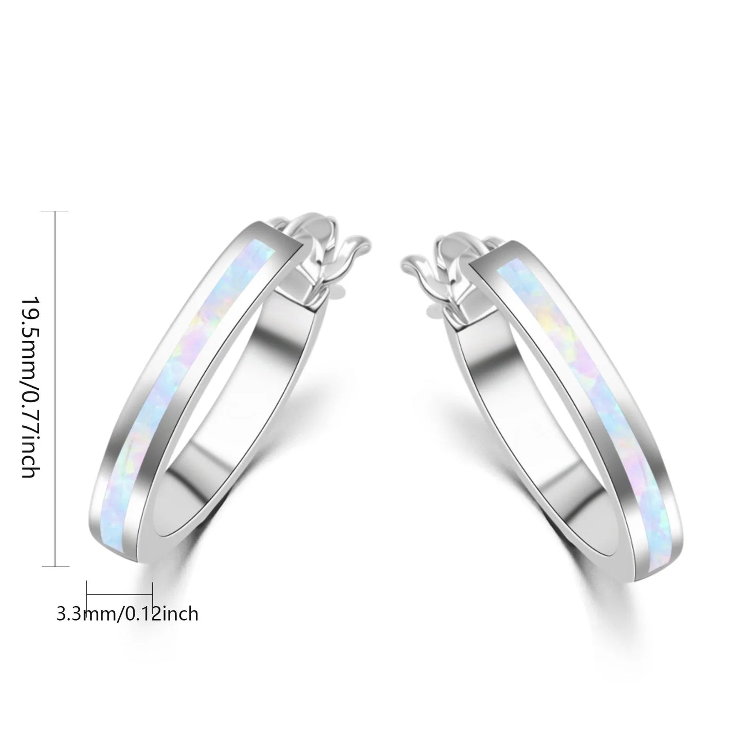 Aobao Silver Plated Geometric Opal Stud Earrings for Women