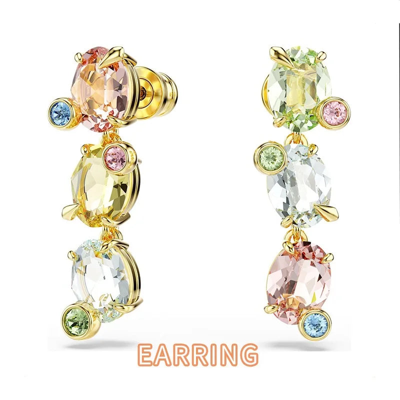XOTICA Austria Multicolored Series High-Quality Flower-Shaped Crystal Jewelry Set, Jewelry