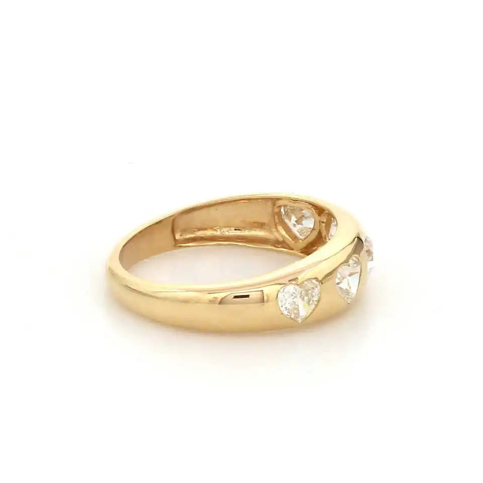 Minimalist Design High End 14k Luxury Fine Heart Dome Chunky Statement 0.67ct Rhodium Plated Karat Certified Diamond Rings