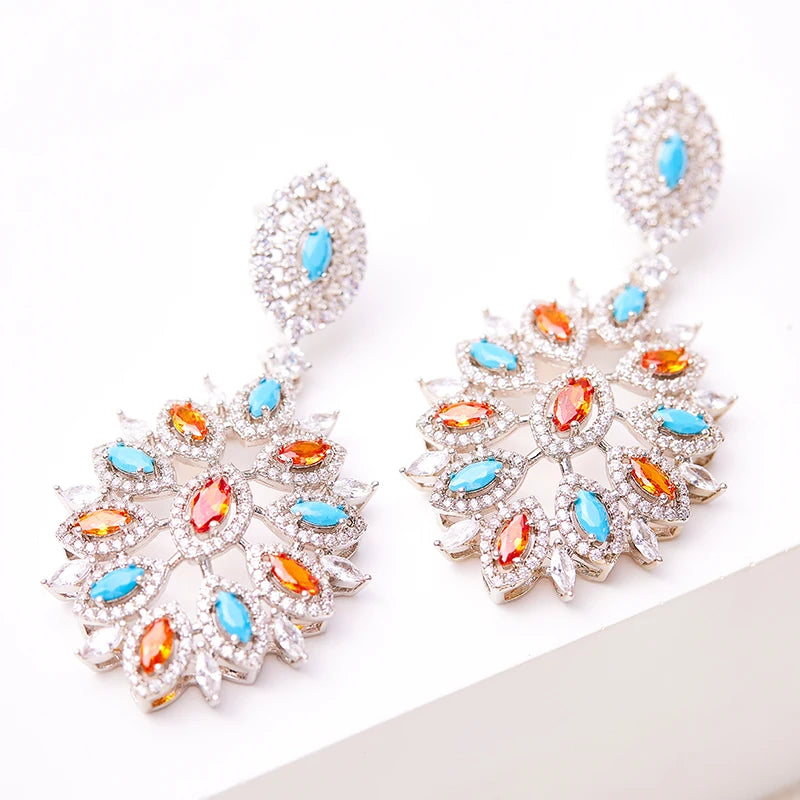 What Are You Still Looking for Premium Jewelry Necklace Earring Set Women's Long Color Sweater Chain