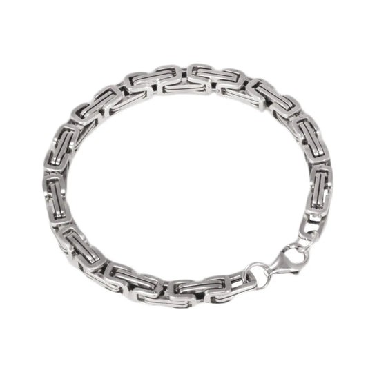 925 Sterling Silver Byzantine Cuban Chain for Men and Women Punk Hip Hop Retro Square Lovers Bracelet