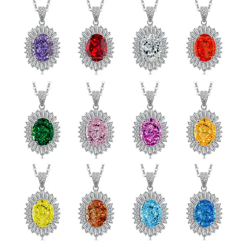 New Arrival 925 Silver Fine Jewelry Set High Quality Fashion Gemstone Adjustable Colorful Pendant Necklace for Women Gifts
