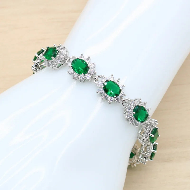 XOTICA 925 Silver Custom Women's Wedding Jewelry Set Zircon Earrings Pendant Necklace Bracelet Ring Gift Set Alloy Material for Parties