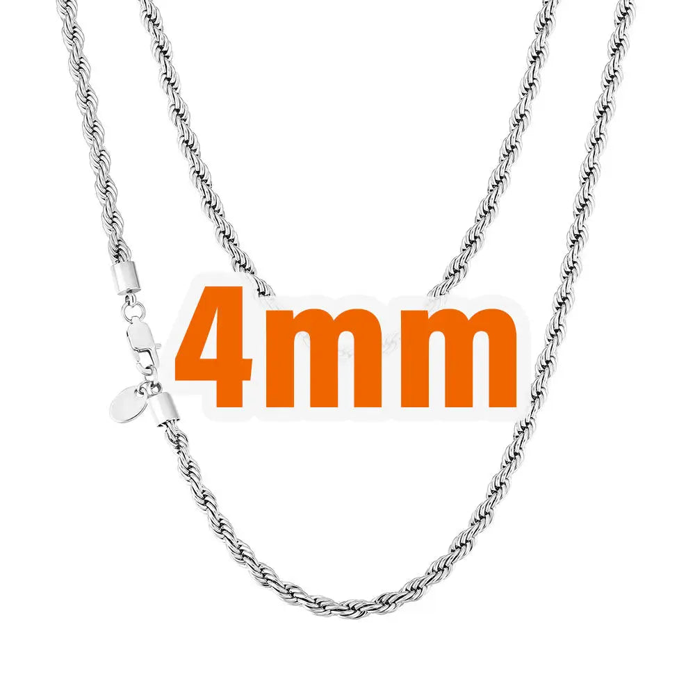 S&S 18K Gold Plated Rope Chain Necklace | Stainless Steel | 2.5–6mm