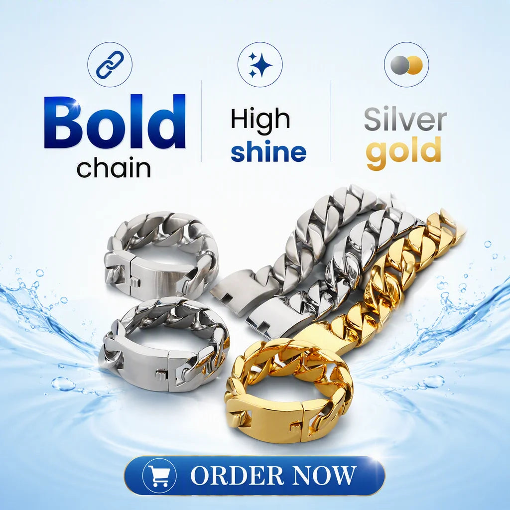 REBEL 31mm 30in Cuban 316l Stainless Steel Men Bracelet Chain Choker Waterproof Chain Necklace Set for Men Fashion Exaggerated Jewelry