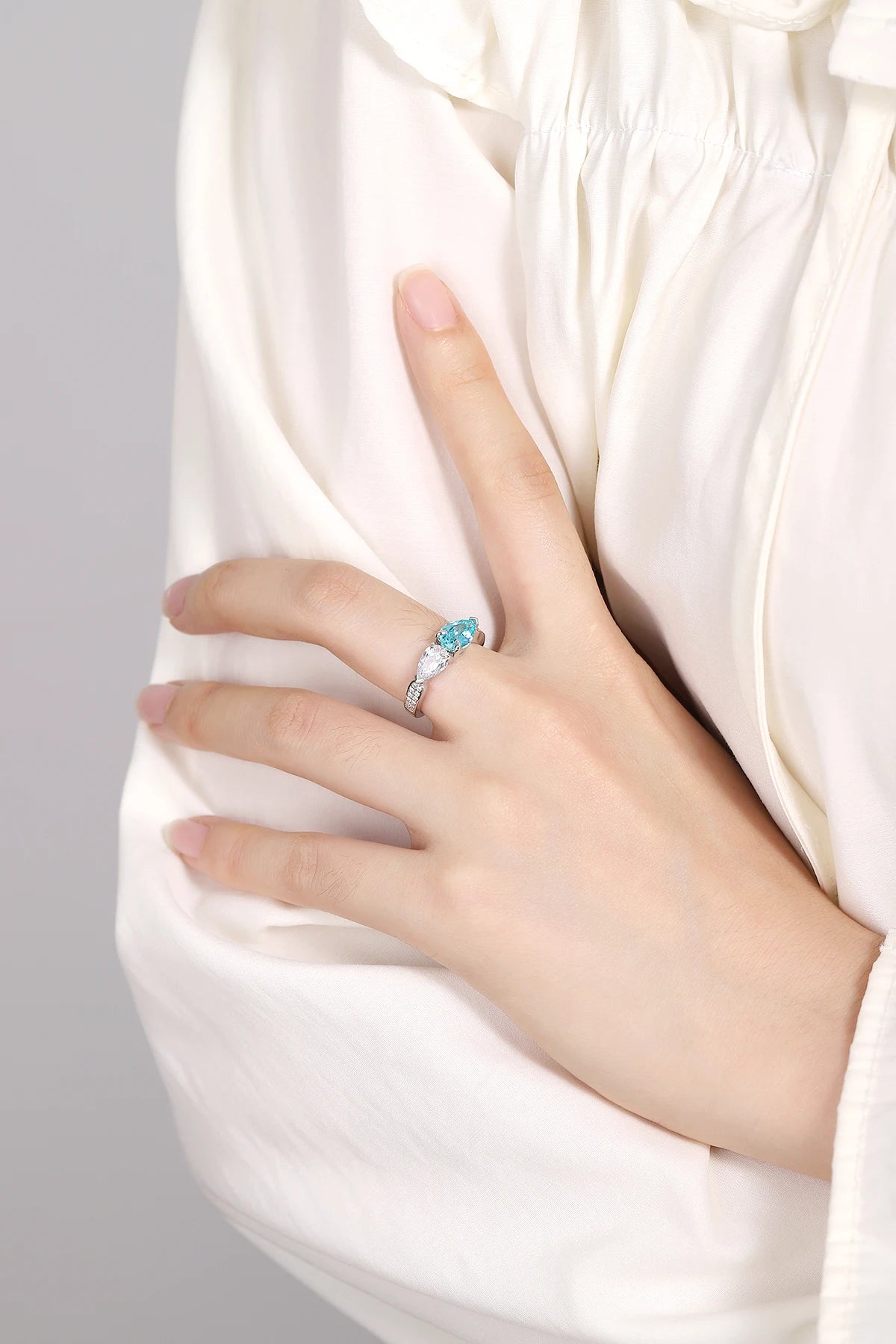 Gemfiori Factory Direct Sale 925 Sterling Silver High Quality Paraba Gemstone Ring