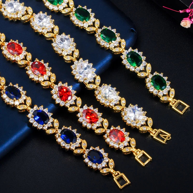 XOTICA Trendy Alloy Bracelet Flower Design Beaded Jewelry Accessory for Women for Party Wedding Engagement Features Zircon Main Stone