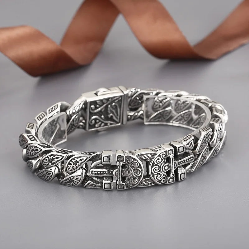 KALEN Gothic Ankh Cuban Links Bracelet – Silver