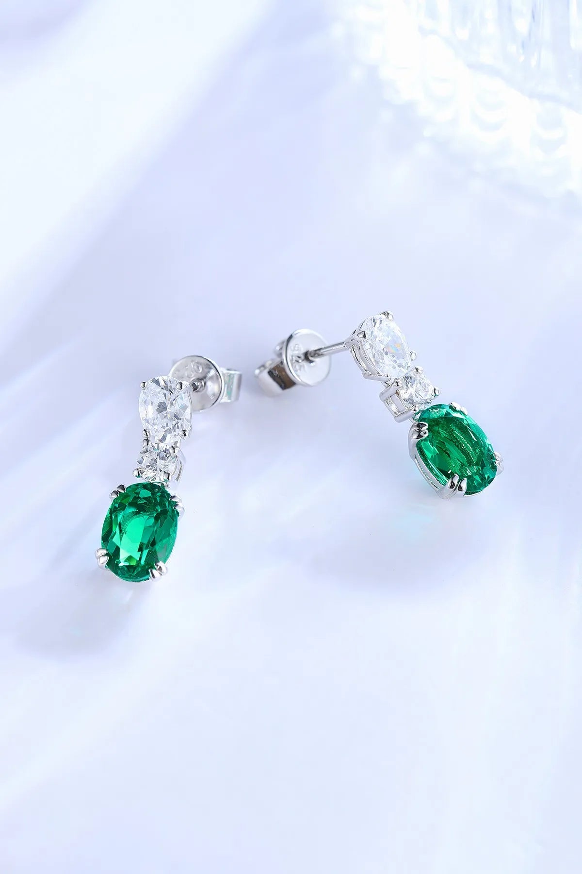 Gemfiori Anster High Quality S925 Lab Grown Emerald Earring Stud Dainty Gemstone Stud Earrings for Women Daily Wear Gift