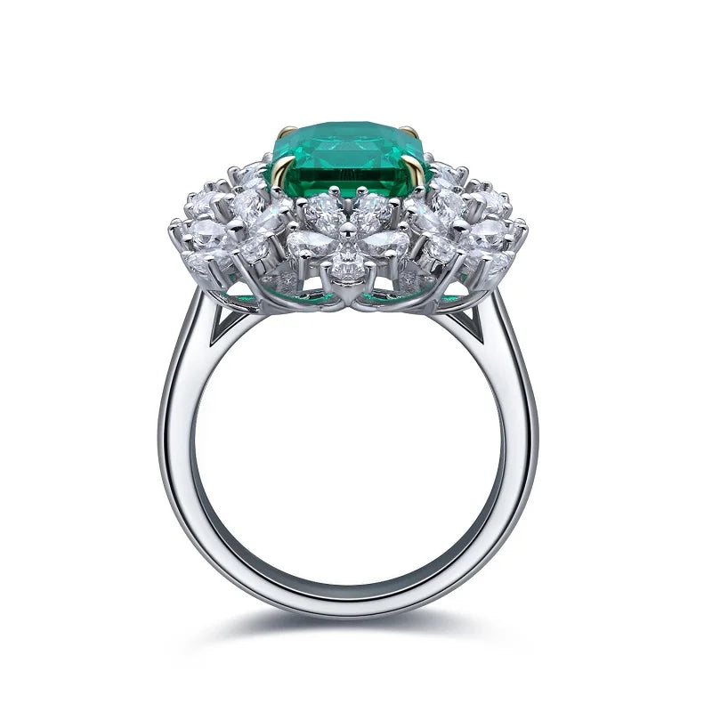 Gemfiori Custom Jewelry Ring 18k Gold Ring with Lab Grown Emerald and CVD Diamond from Shenzhen Gemfiori Wuzhou Gems