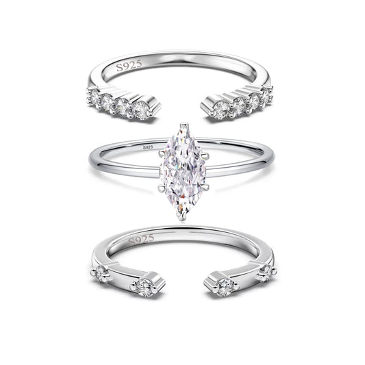 S&S 925 Sterling Silver CZ Stackable Ring Collection – Adjustable & Sized – Collection