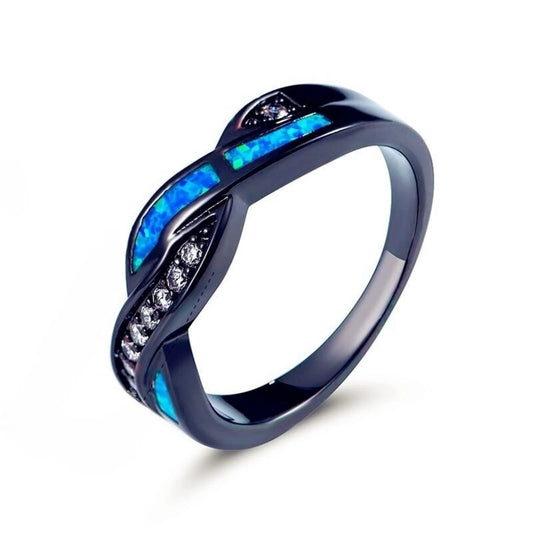 TikTok's popular blue infinity ring - copper protein stone inlaid fashionable jewelry wholesale