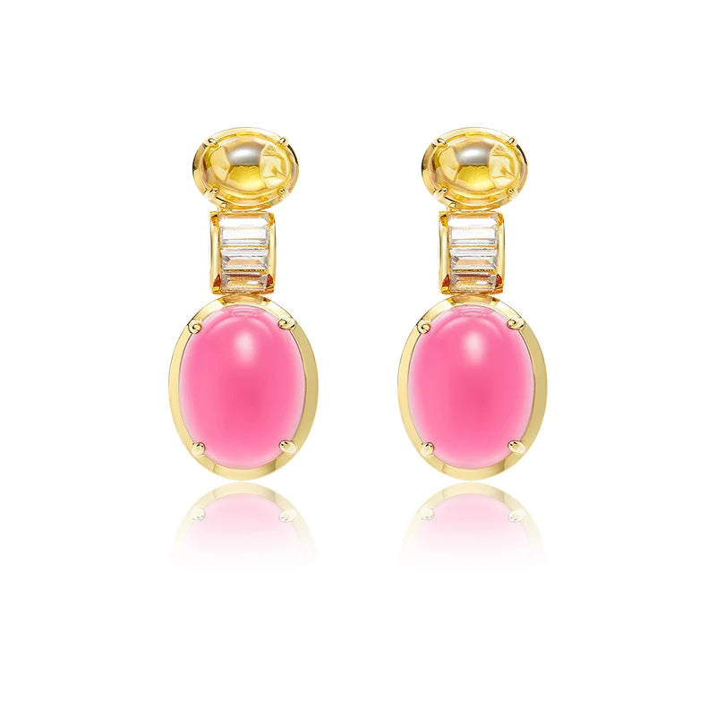 Retro Exaggerated Red Bead Hollow Necklace Earring Set Made of Brass Material Skin Friendly Women's Dress Accessories