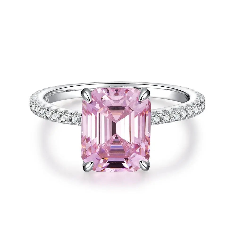 Wholesale Waterproof 5A 8A Pink Cubic Zirconia Rings 925 Sterling Silver OEM ODM Custom Factory Direct Ring Jewelry Manufacturer
